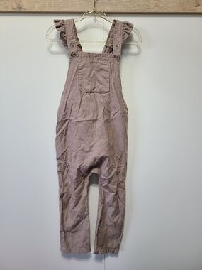 Kids Ruffle Strap Overalls - Greige